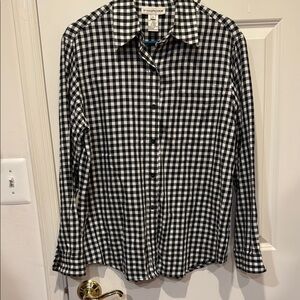 Evan-Picone Monochrome Gingham Shirt, Size 8